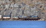 CSX 3313 passes the cliffs of Highland Falls